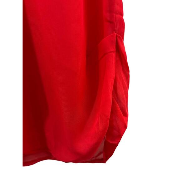 Antilia Femme Blouse Women Plus Size 1X Red Deep V Tie-Neck 3/4 Sleeve Sheer Top - Picture 7 of 11